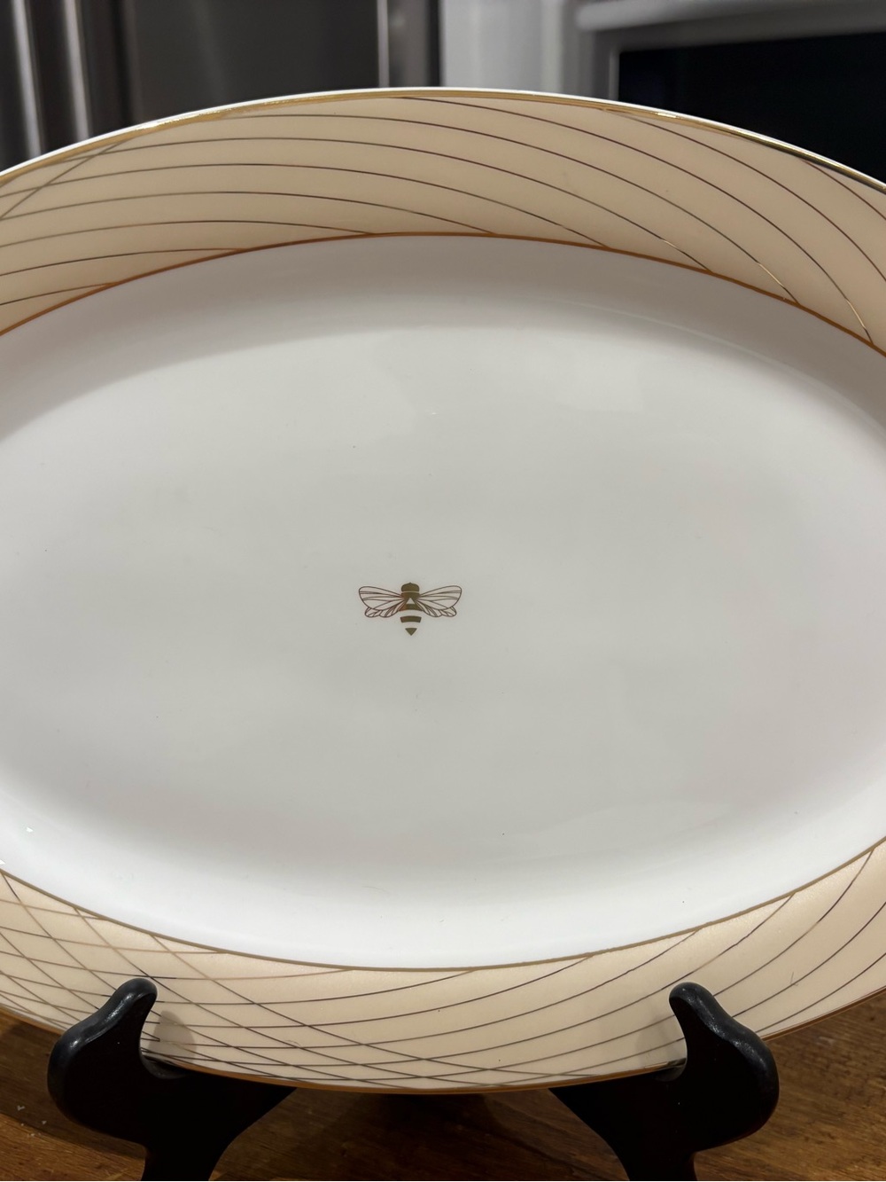Mary Kay White and Gold Bee Accent Platter Bumblebee